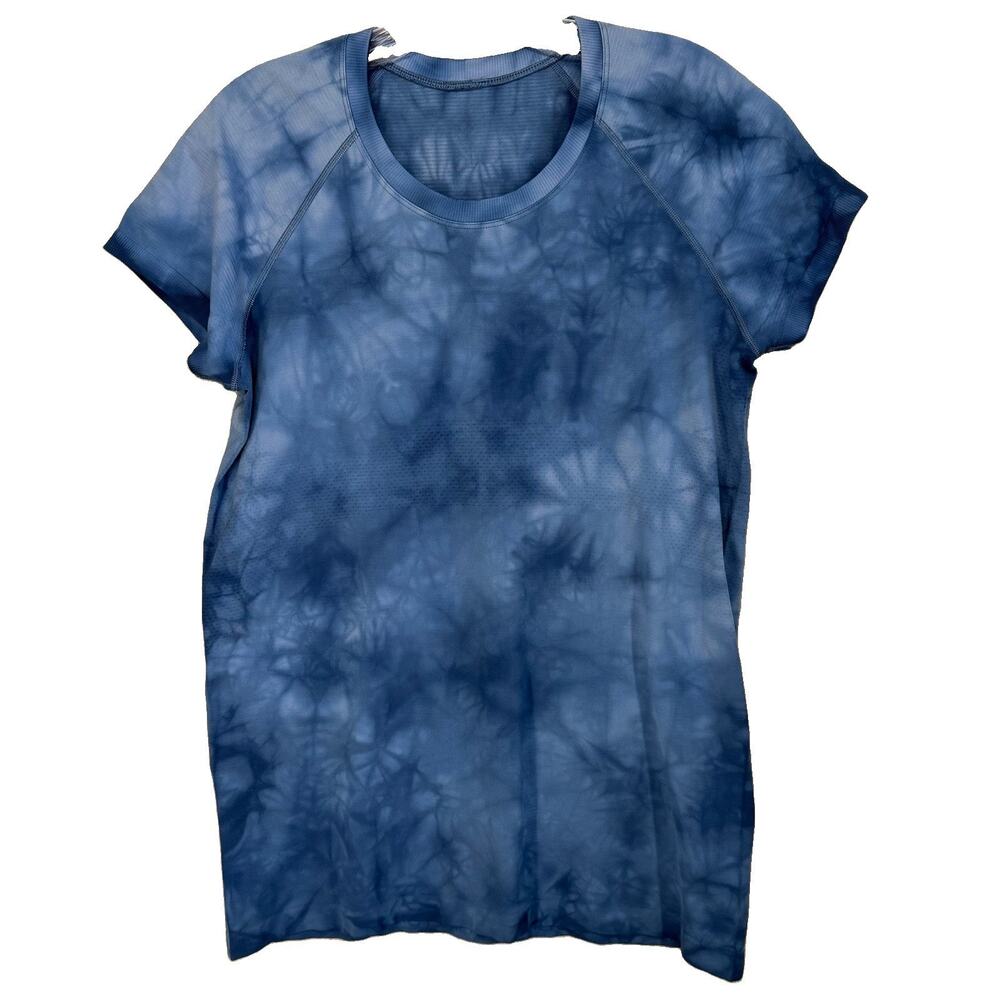 Lululemon Swiftly Tech Short Sleeve Shirt Womens 12 Blue Workout Athletic Hip